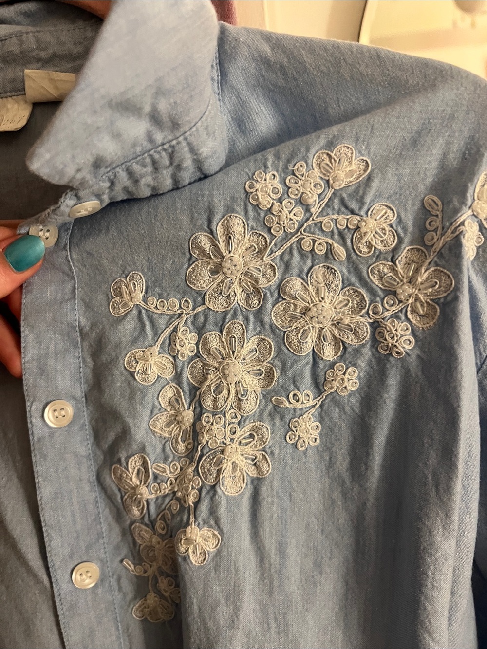 Vintage Cotton Button Up Embroidered